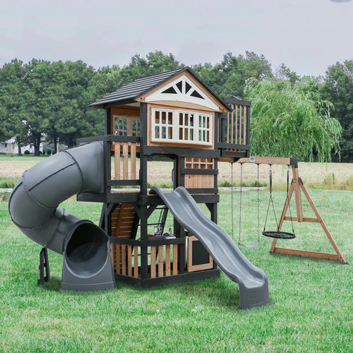 Cedar wooden climbing frame - climbing,