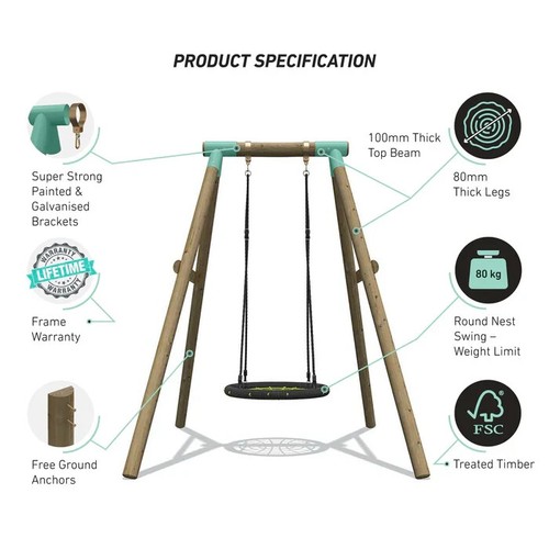 Wild kids wooden 65cm nest - wild,