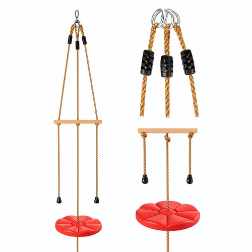 Wooden handle tree swing - wooden, set
