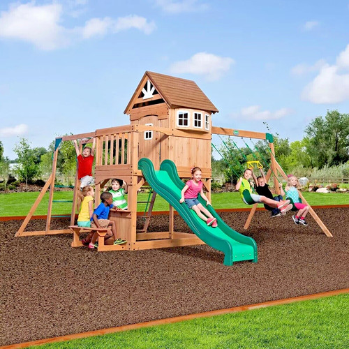 Wooden swing set - wooden,