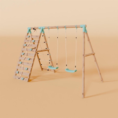 Double wooden swing set - swing, with